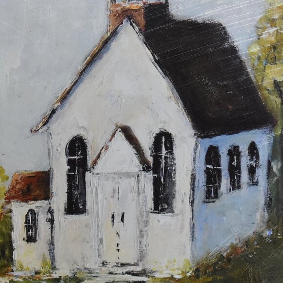 Hobby Lobby Rustic Farmhouse White Chapel Church Wood Frame Wall Art Decor - Picture 4 of 8